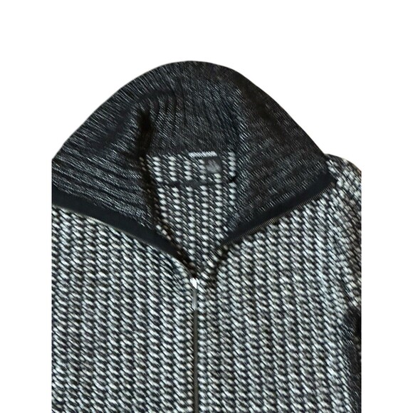 DKNY JEANS XL BLack White silver PONCHO Full Zip Front Chunky Knit Sparkle - Picture 4 of 14